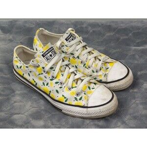 Converse All Stars White w/ All Over Lemon Print Junior Sneakers Size 5 668292F